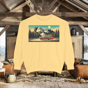 Vintage Jeep Grand Wagoneer Mount Rushmore Scene Unisex Garment-Dyed Sweatshirt | Retro Adventure Apparel