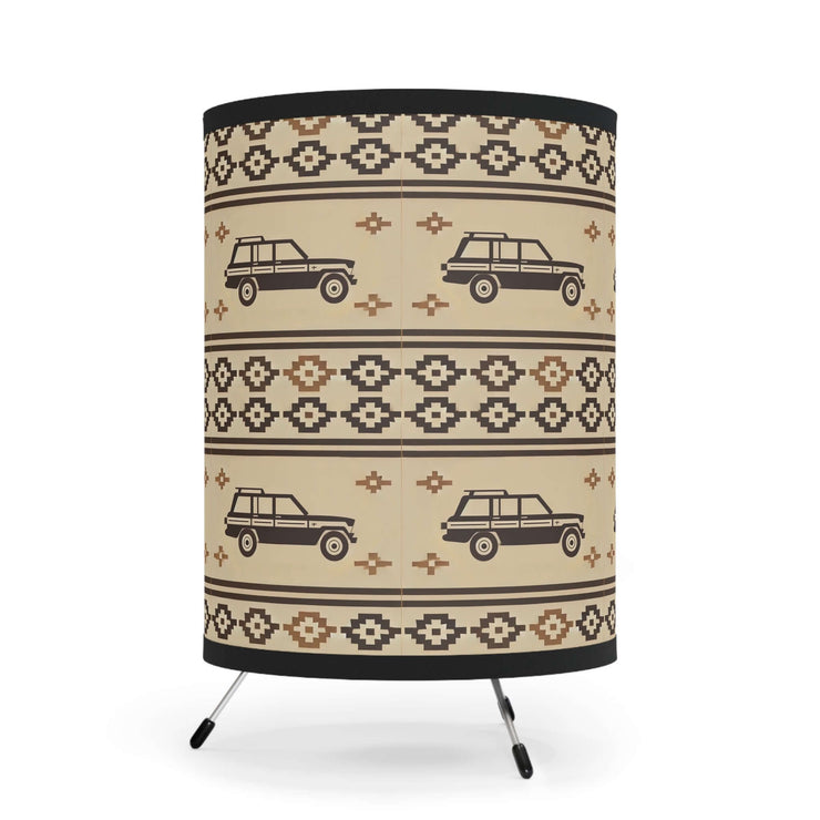 Retro Full Size Jeep (FSJ) Southwestern Pattern Tripod Lamp - High-Res Printed Shade"