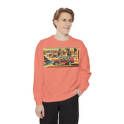 Vintage Jeep Grand Wagoneer Desert Scene Unisex Garment-Dyed Sweatshirt | Retro SUV Sweatshirt