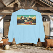 Vintage Jeep Grand Wagoneer Mount Rushmore Scene Unisex Garment-Dyed Sweatshirt | Retro Adventure Apparel