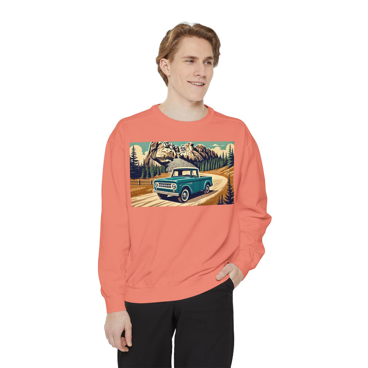 Vintage International Harvester Mountain Road Scene Unisex Garment-Dyed Sweatshirt | Retro Adventure Pullover