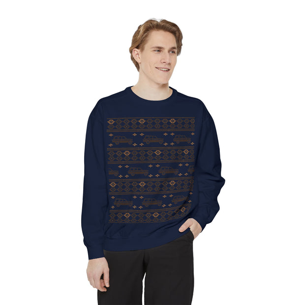 Jeep Grand Wagoneer Ugly Sweater Design Unisex Garment -Dyed Sweatshirt | Retro Holiday Pullover