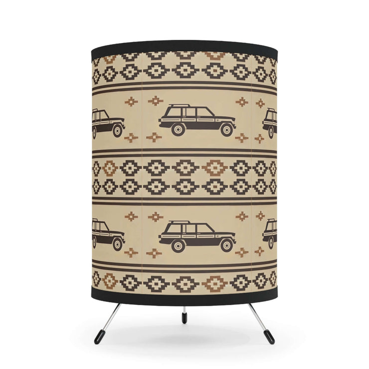 Retro Full Size Jeep (FSJ) Southwestern Pattern Tripod Lamp - High-Res Printed Shade"