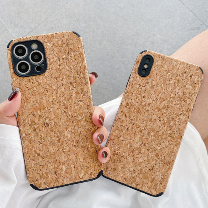 Wood Grain Pattern Shatter-resistant Leather Phone Case Soft Shell