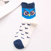 Cotton Mid-Tube Owl Cartoon Women Socks