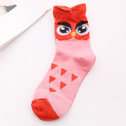 Cotton Mid-Tube Owl Cartoon Women Socks