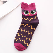 Cotton Mid-Tube Owl Cartoon Women Socks