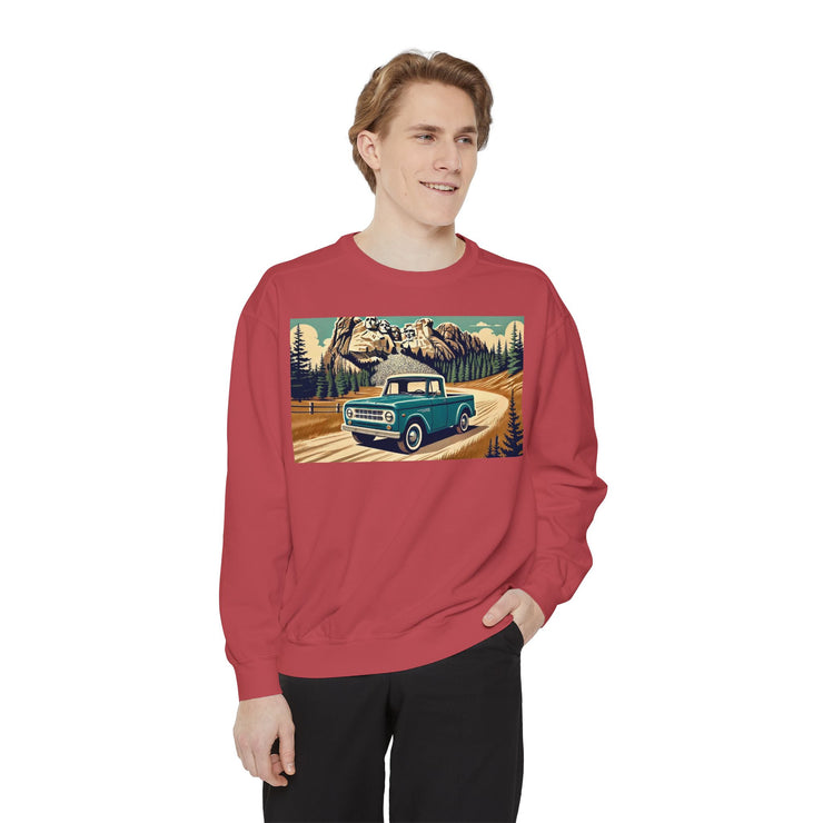 Vintage International Harvester Mountain Road Scene Unisex Garment-Dyed Sweatshirt | Retro Adventure Pullover