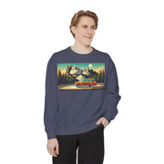 Vintage Jeep Grand Wagoneer Mount Rushmore Scene Unisex Garment-Dyed Sweatshirt | Retro Adventure Apparel