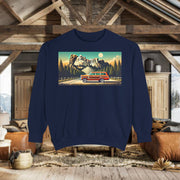 Vintage Jeep Grand Wagoneer Mount Rushmore Scene Unisex Garment-Dyed Sweatshirt | Retro Adventure Apparel