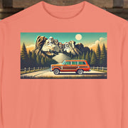 Vintage Jeep Grand Wagoneer Mount Rushmore Scene Unisex Garment-Dyed Sweatshirt | Retro Adventure Apparel