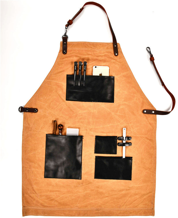 Leather Pocket Waxed Canvas Waterproof Oil Drain Apron