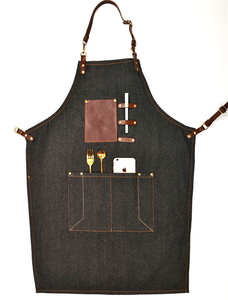 Leather Pocket Waxed Canvas Waterproof Oil Drain Apron