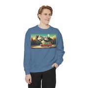 Vintage Jeep Grand Wagoneer Mount Rushmore Scene Unisex Garment-Dyed Sweatshirt | Retro Adventure Apparel