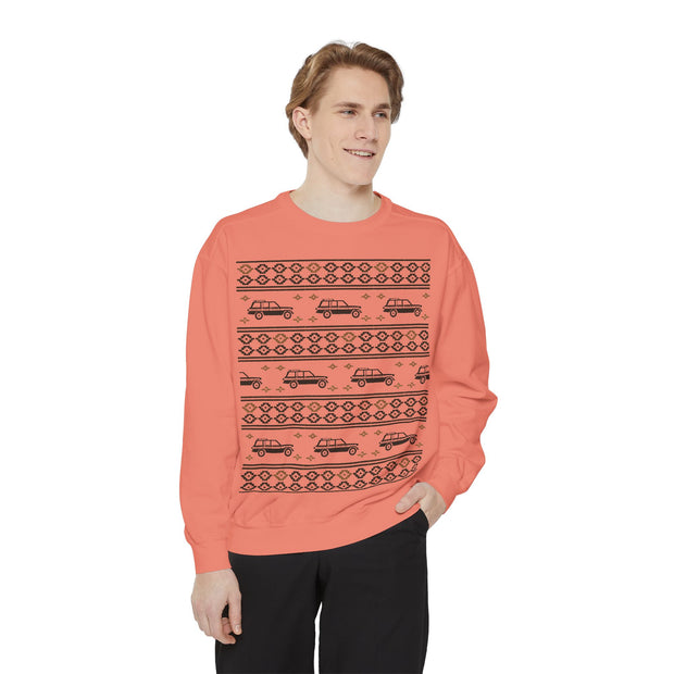 Jeep Grand Wagoneer Ugly Sweater Design Unisex Garment -Dyed Sweatshirt | Retro Holiday Pullover