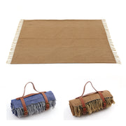 Leather Strap Tassel Picnic Blanket