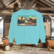 Vintage Jeep Grand Wagoneer Mount Rushmore Scene Unisex Garment-Dyed Sweatshirt | Retro Adventure Apparel