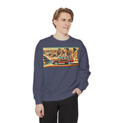 Vintage Jeep Grand Wagoneer Desert Scene Unisex Garment-Dyed Sweatshirt | Retro SUV Sweatshirt