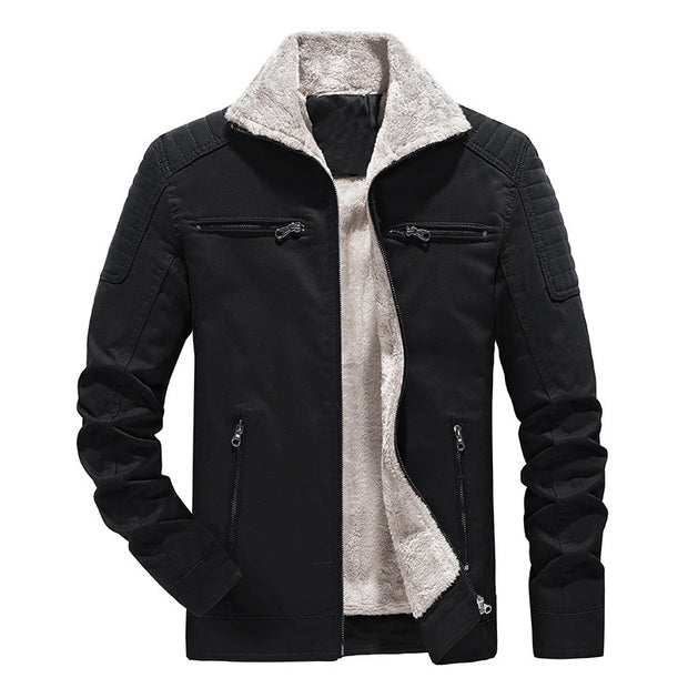 Modern Quilted Utility Jacket with Sherpa Lining and Zippered Pockets