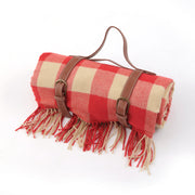 Leather Strap Tassel Picnic Blanket