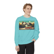 Vintage Jeep Grand Wagoneer Mount Rushmore Scene Unisex Garment-Dyed Sweatshirt | Retro Adventure Apparel