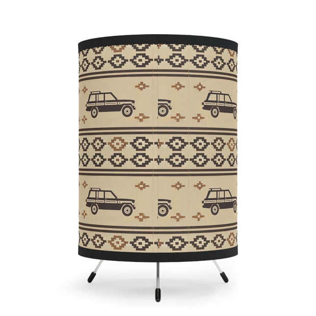 Retro Full Size Jeep (FSJ) Southwestern Pattern Tripod Lamp - High-Res Printed Shade"