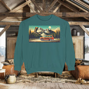 Vintage Jeep Grand Wagoneer Mount Rushmore Scene Unisex Garment-Dyed Sweatshirt | Retro Adventure Apparel