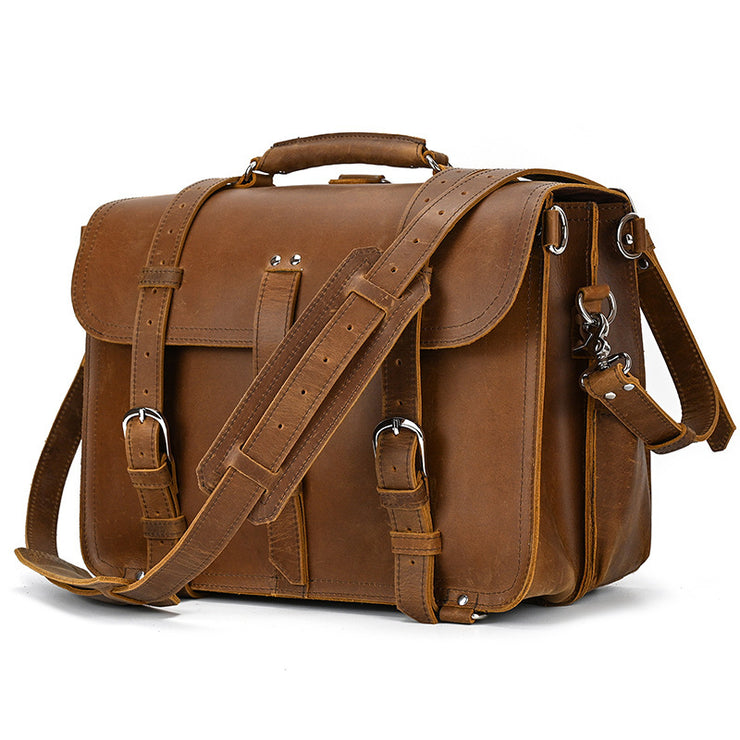 Retro Travel Bag Men's Crazy Horse Leather Hand Luggage Bag