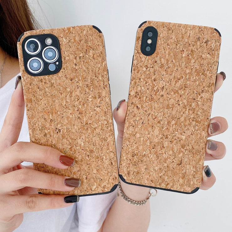 Wood Grain Pattern Shatter-resistant Leather Phone Case Soft Shell