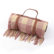 Leather Strap Tassel Picnic Blanket