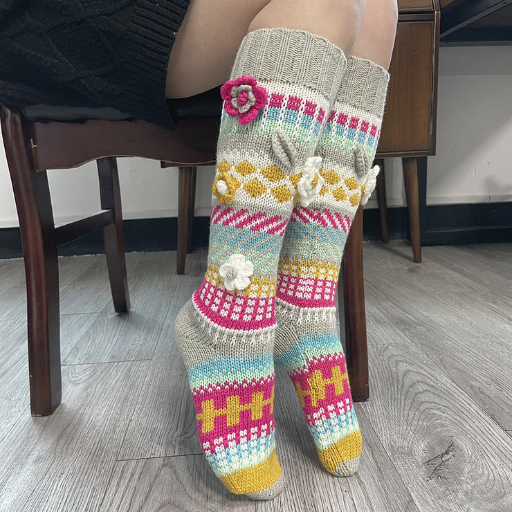 Women's Fashionable Warm Jacquard Long Socks