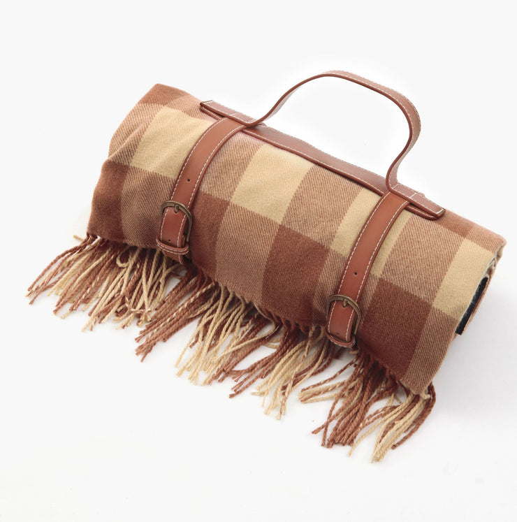 Leather Strap Tassel Picnic Blanket