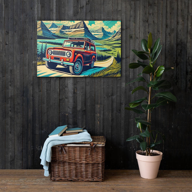 Vintage Pop Art International Scout Canvas Print | Retro Glacier National Park Wall Art | Adventure Landscape Decor in Various Sizes