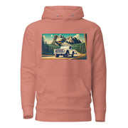 Vintage Red Bronco at Mount Rushmore Hoodie  Retro 4x4 Adventure Sweatshirt by Ramblin Fever Provisions