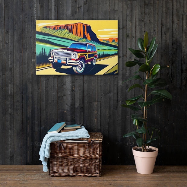 Vintage Jeep Wagoneer Canvas Print | Retro SUV Wall Art for Car Enthusiasts | Classic Off-Road Adventure Decor