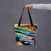 Retro Jeep Wagoneer Tote Bag  Scenic Yosemite Road Trip Art