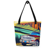 Retro Jeep Wagoneer Tote Bag  Scenic Yosemite Road Trip Art