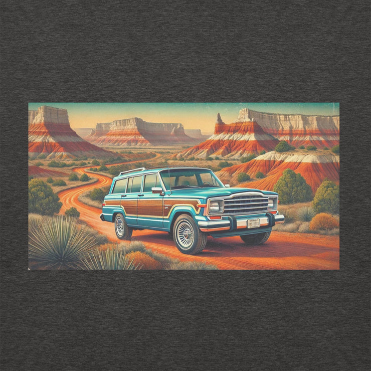 Retro Jeep Wagoneer Desert Adventure Hoodie - Vintage Canyon Roadtrip Pullover by Ramblin Fever Provisions