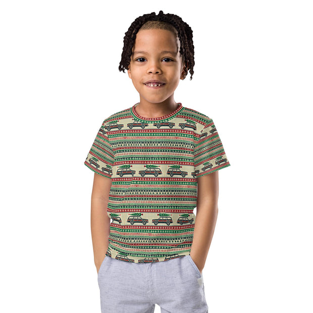 Vintage Jeep Christmas Kids crew neck t-shirt by Ramblin Fever Provisions