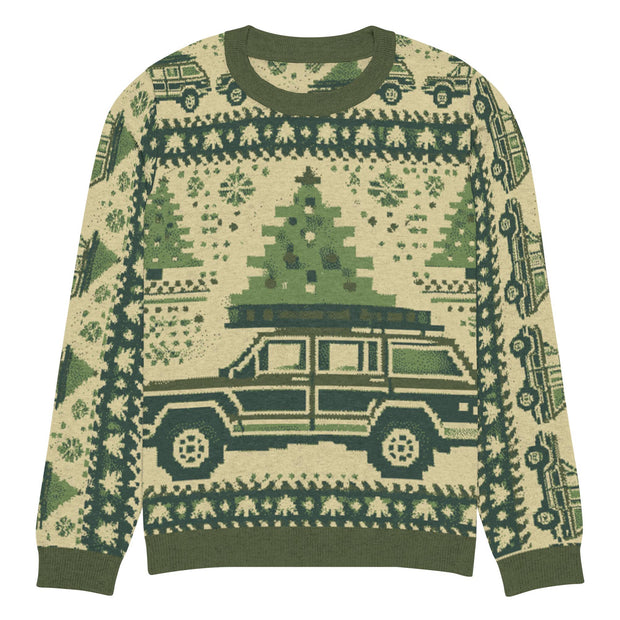 Vintage Jeep Wagoneer Christmas Sweater - Classic Car Ugly Christmas Sweater - Retro Holiday Knit Sweater by Ramblin Fever Provisions