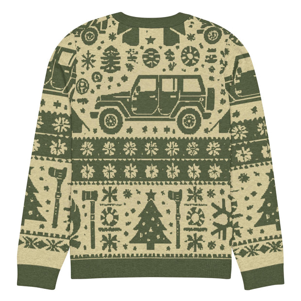 Vintage Jeep and Trees Christmas Sweater - Classic Car Ugly Christmas Sweater - Retro Holiday Knit Sweater by Ramblin Fever Provisions