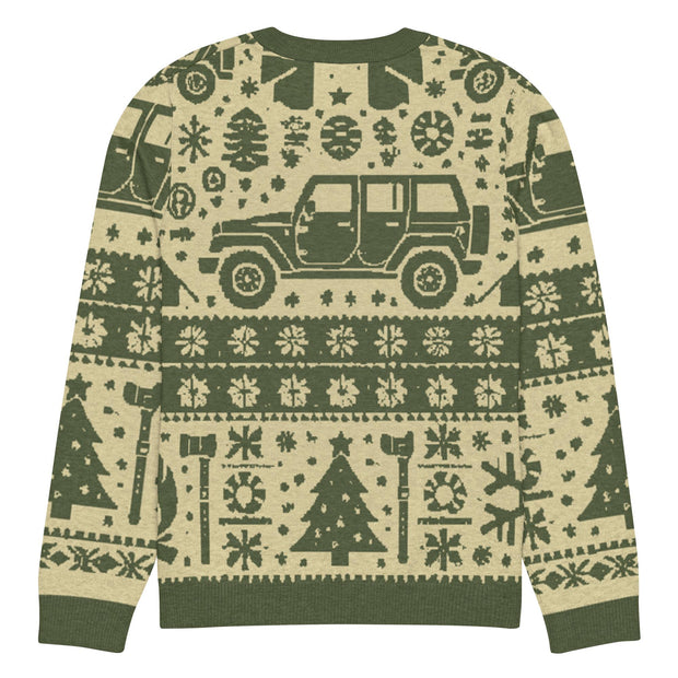 Vintage Jeep and Trees Christmas Sweater - Classic Car Ugly Christmas Sweater - Retro Holiday Knit Sweater by Ramblin Fever Provisions