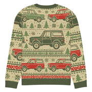 Vintage Cream & Green Bronco Christmas Sweater - Classic Car Ugly Christmas Sweater - Retro Holiday Knit Sweater by Ramblin Fever Provisions