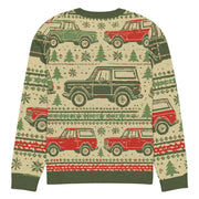 Vintage Cream & Green Bronco Christmas Sweater - Classic Car Ugly Christmas Sweater - Retro Holiday Knit Sweater by Ramblin Fever Provisions