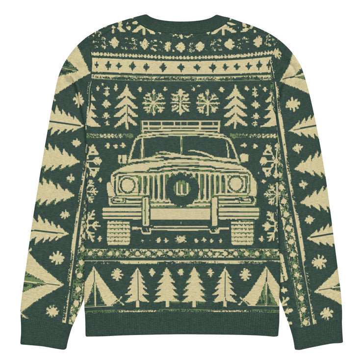 Vintage Jeep Wagoneer Front Christmas Sweater - Classic Car Ugly Christmas Sweater - Retro Holiday Knit Sweater by Ramblin Fever Provisions