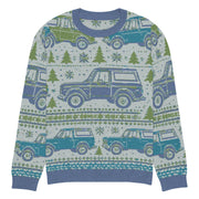 Vintage Blue & Green Bronco Christmas Sweater - Classic Car Ugly Christmas Sweater - Retro Holiday Knit Sweater by Ramblin Fever Provisions