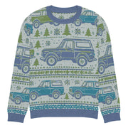 Vintage Blue & Green Bronco Christmas Sweater - Classic Car Ugly Christmas Sweater - Retro Holiday Knit Sweater by Ramblin Fever Provisions