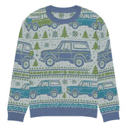 Vintage Blue & Green Bronco Christmas Sweater - Classic Car Ugly Christmas Sweater - Retro Holiday Knit Sweater by Ramblin Fever Provisions