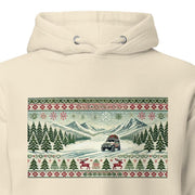 Holiday Adventure Hoodie - Festive Sweater Style with Snowy Mountain & Evergreen Trees - Perfect for Off-Road Enthusiasts and Holiday Lovers