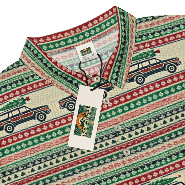 Vintage Jeep Christmas Polo Shirt - Custom Short Sleeve Golf Shirt by Ramblin Fever Provisions